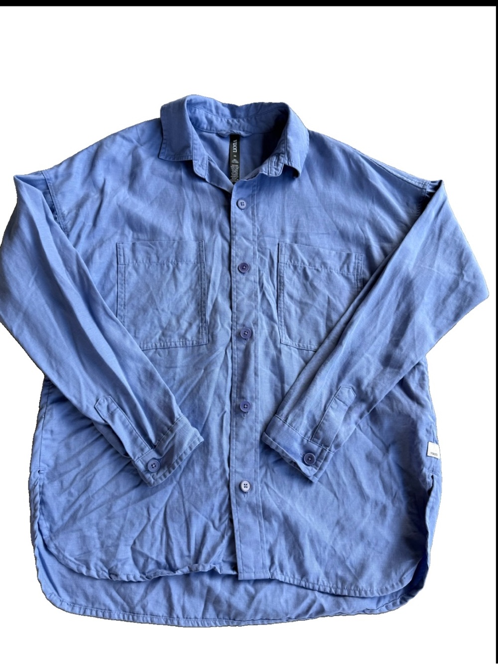 Vuori Trestles Shirt Women XS BlueBell Twill Oversize LongSleeve VW1150 Collared